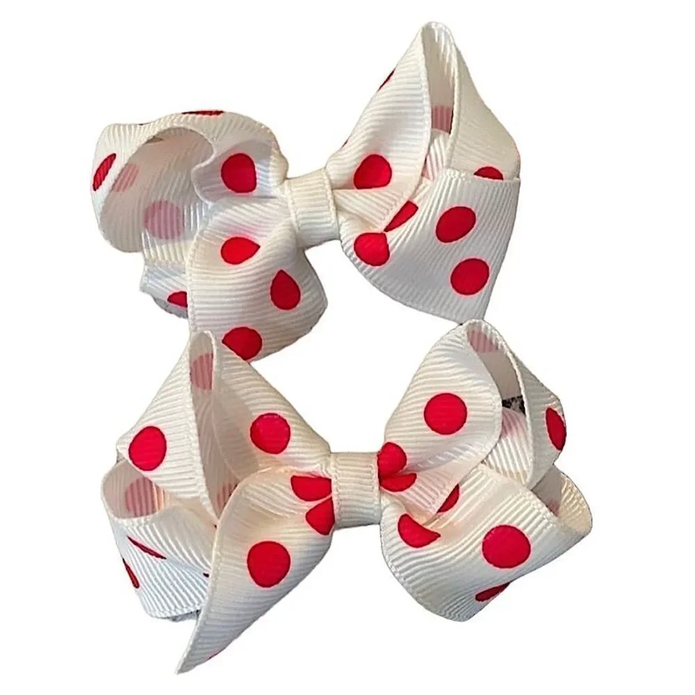 🌴 2.5” Polka Dot Grossgrain Bow Hair Clips
